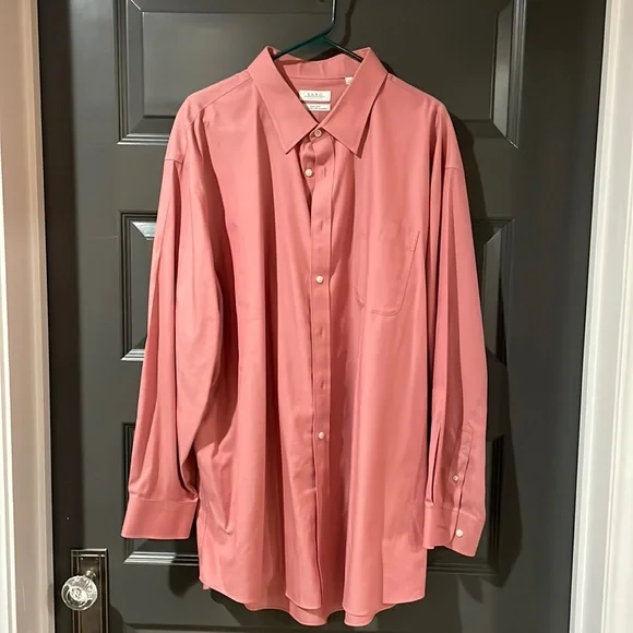 rust color dress shirt Men's Rust Long Sleeve Dress Shirt 18 35/36 / Rust